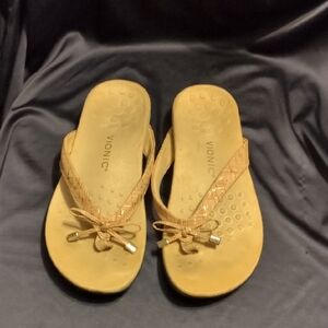 Vionic Women's Sandals in Tan with Bow Accent